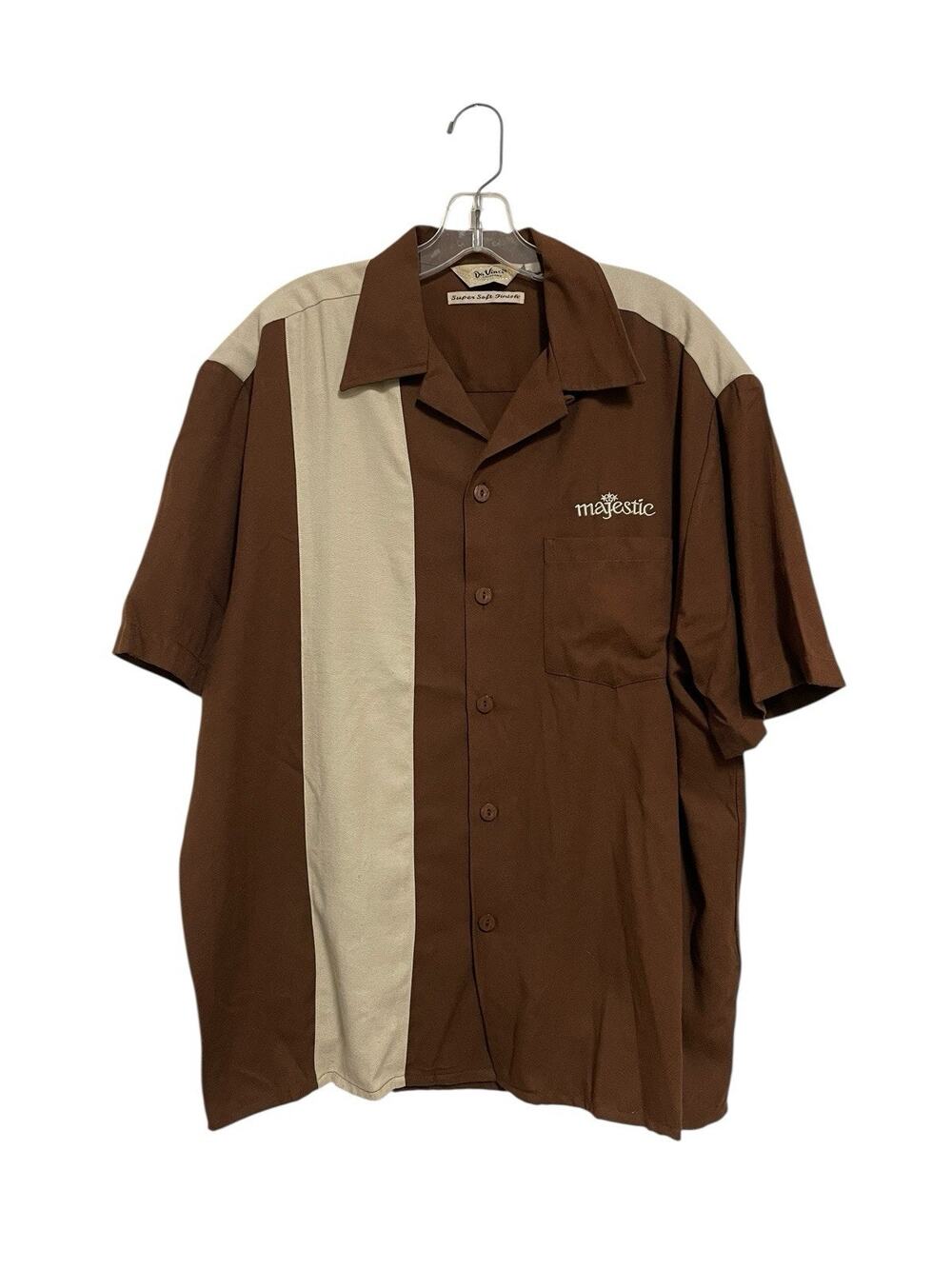 VTG Da Vinci California Shirt Mens Large Brown Button Up Charlie Sheen Bowling